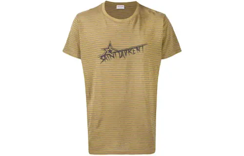 SAINT LAURENT T Shirts Men's Green Crew Neck Moderate Straight Fit
