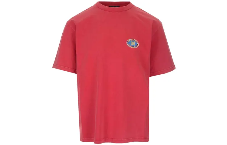 Balenciaga T Shirt Loose Fit Men's Deep Peach Red