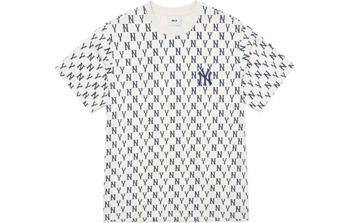 MLB New York Yankees T-Shirts Unisex Cream Crew Neck Moderate