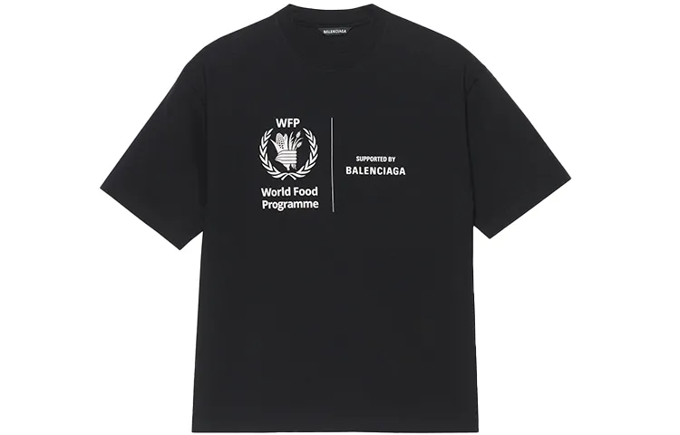 Balenciaga T Shirts Men's Black Crew Neck Moderate Straight Fit