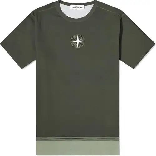 STONE ISLAND T Shirts Men's Dark Green Crew Neck Moderate Straight Fit