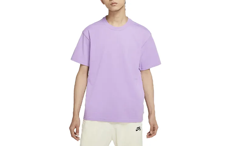 Nike T-Shirts Men's Purple Crew Neck Moderate Straight Fit