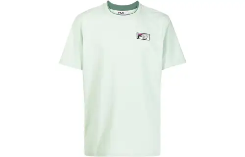 FILA T Shirts Men's Green Crew Neck Moderate Straight Fit
