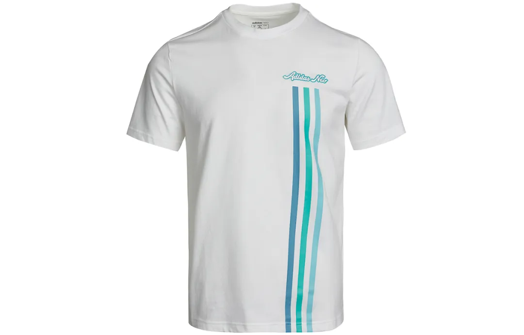 Adidas Neo T Shirts Men's White Crew Neck Moderate Straight Fit