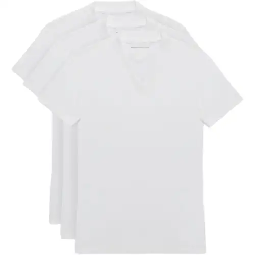 PRADA T Shirts Men's White, Three Piece Set V Neck Moderate Straight Fit