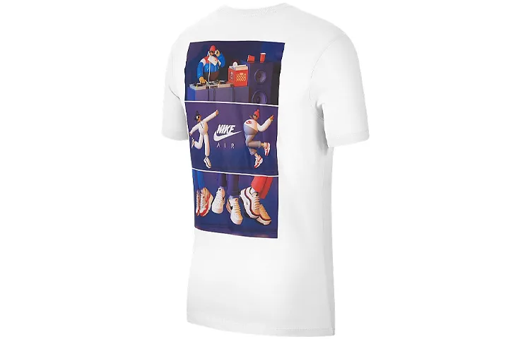 Nike T-Shirts Men's White Crew Neck Moderate Straight Fit