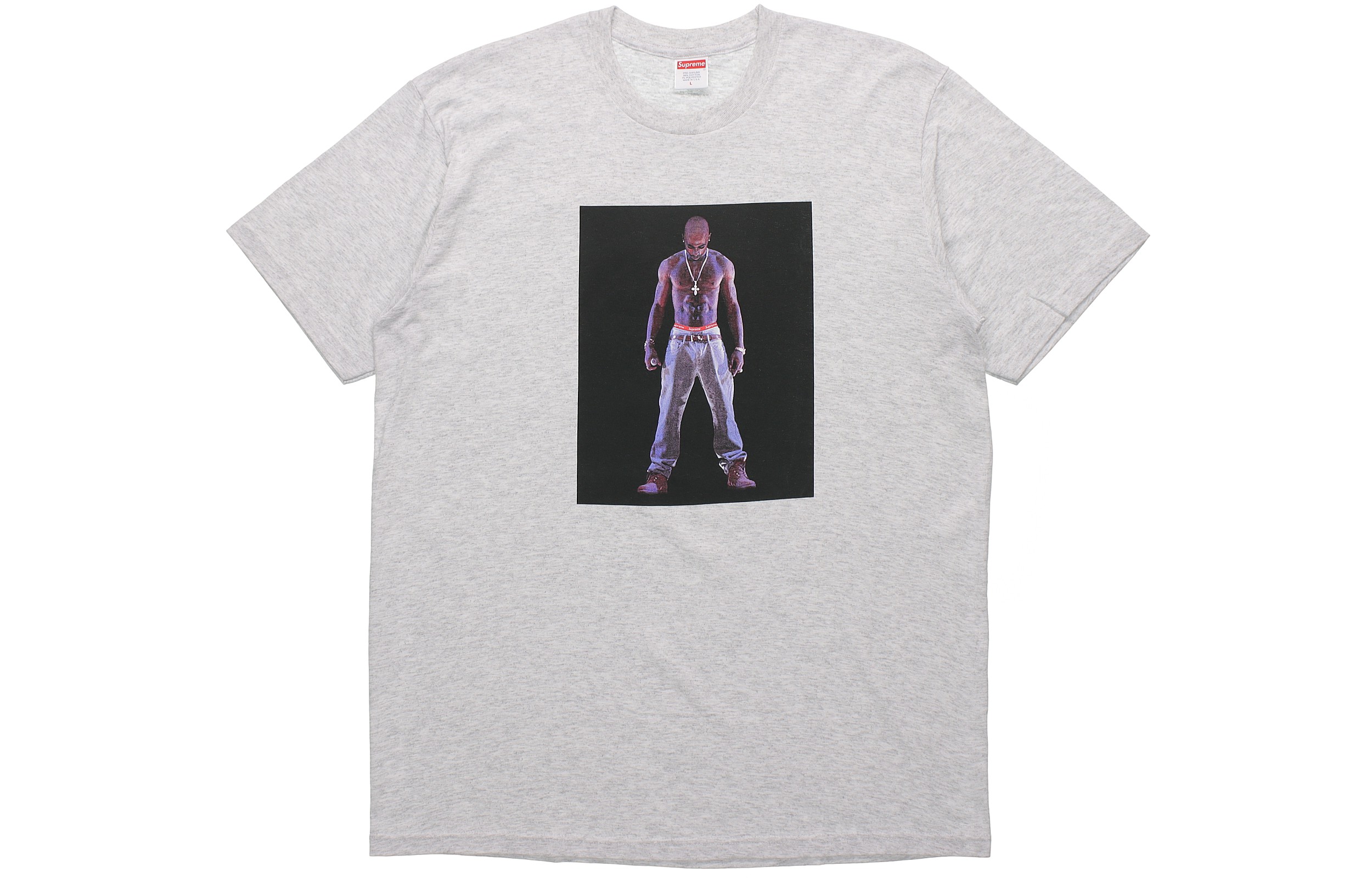 Supreme SS20 Week 1 Tupac Hologram Tee virtual character short-sleeved American trendy T-shirt for men and women, gray