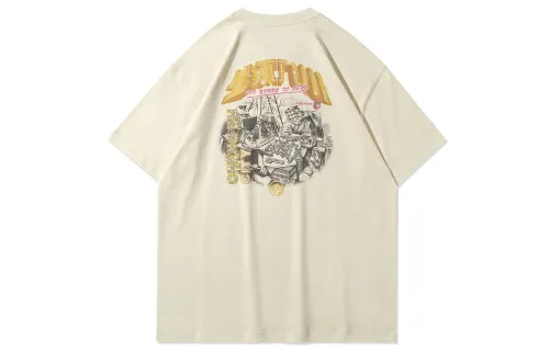 Li Ning T Shirts Men's Cloud Apricot Crew Neck Moderate Straight Fit