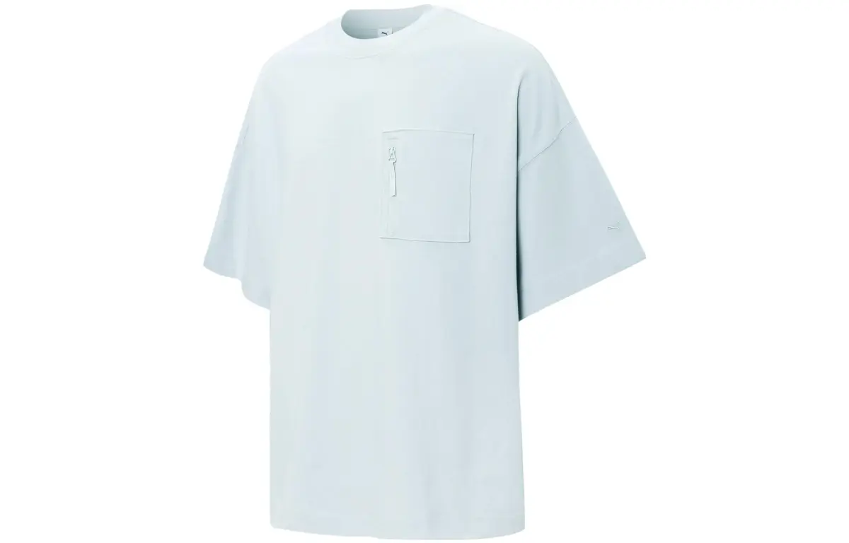 PUMA T-Shirts Unisex Blue Crew Neck Moderate Straight Fit