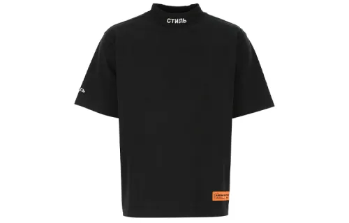 HERON PRESTON T Shirts Unisex Black Crew Neck Moderate Straight Fit