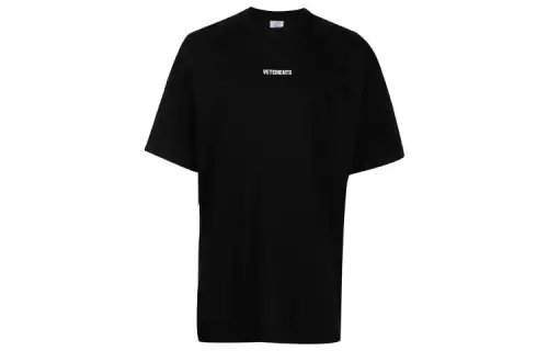 Vetements T Shirts Unisex Black Crew Neck Moderate Straight Fit
