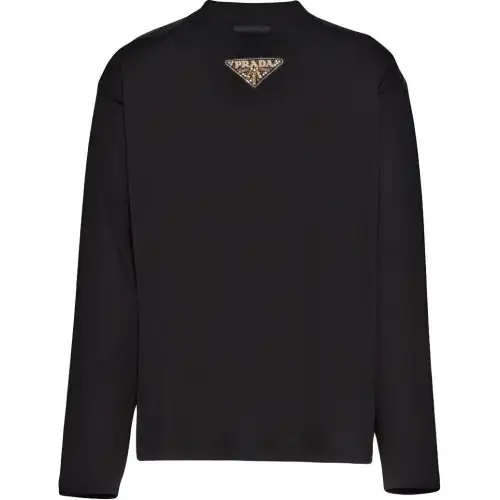 PRADA T Shirts Men's Black Crew Neck Moderate Straight Fit