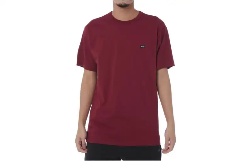Vans T Shirts Men's Burgundy Crew Neck Moderate Straight Fit