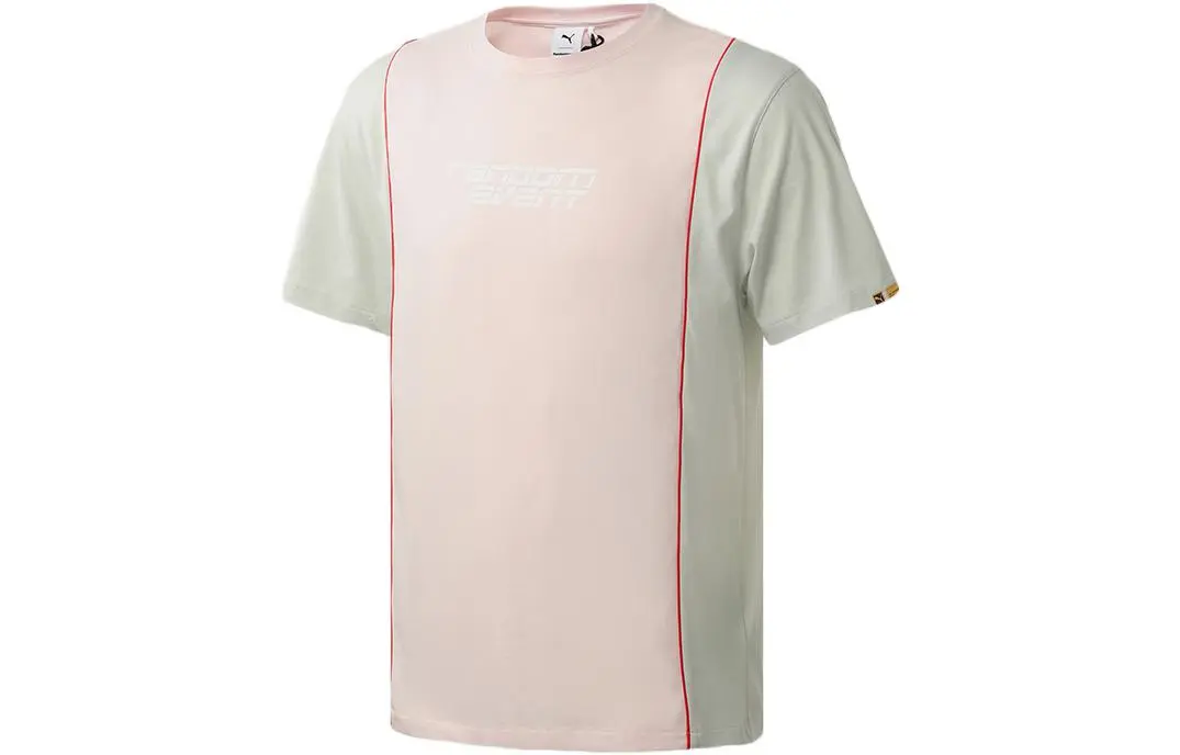 PUMA T-Shirts Unisex Pink Crew Neck Moderate Straight Fit