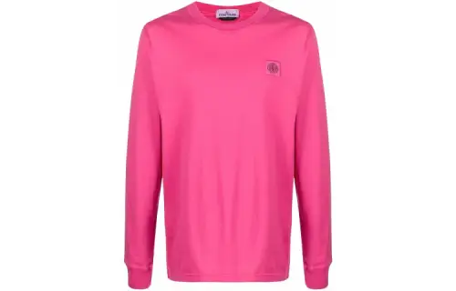 STONE ISLAND T Shirts Men's Pink Crew Neck Moderate Straight Fit