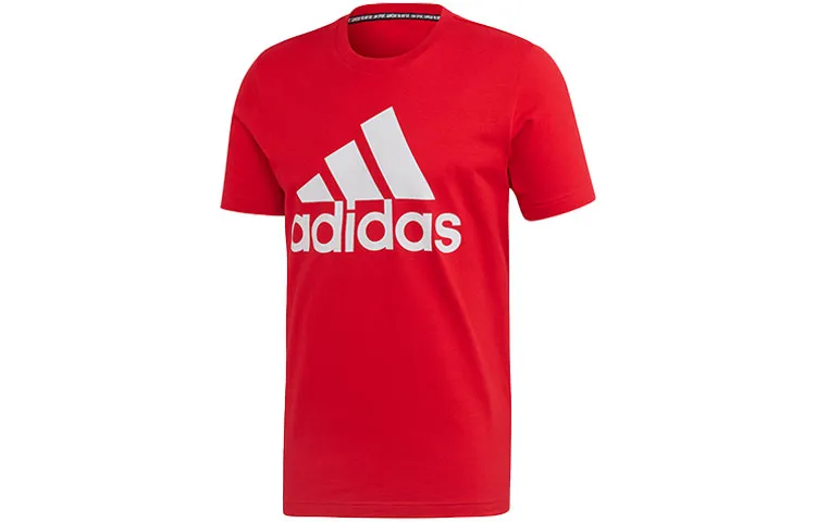 Adidas T-Shirts Men's Red Crew Neck Moderate Straight Fit