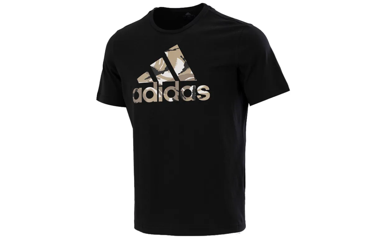 Adidas T-Shirts Men's Black Crew Neck Moderate Straight Fit