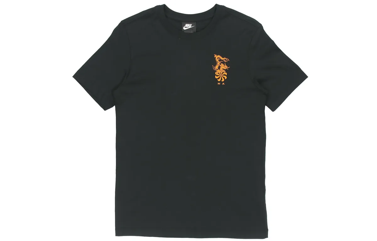 Nike T-Shirts Men's Black Crew Neck Moderate Straight Fit
