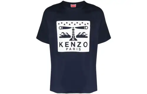 KENZO T Shirts Men's Blue Crew Neck Moderate Straight Fit