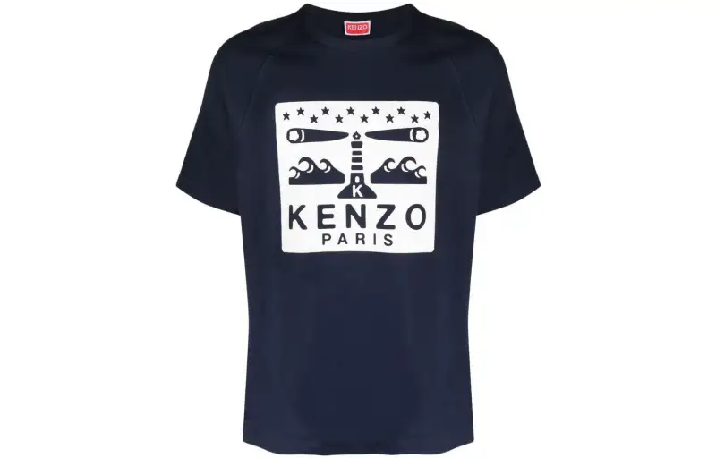 KENZO T Shirts Men's Blue Crew Neck Moderate Straight Fit