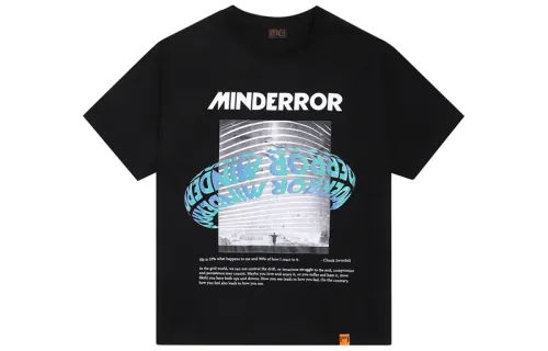 MIND ERROR Straight Fit T Shirt Unisex Black