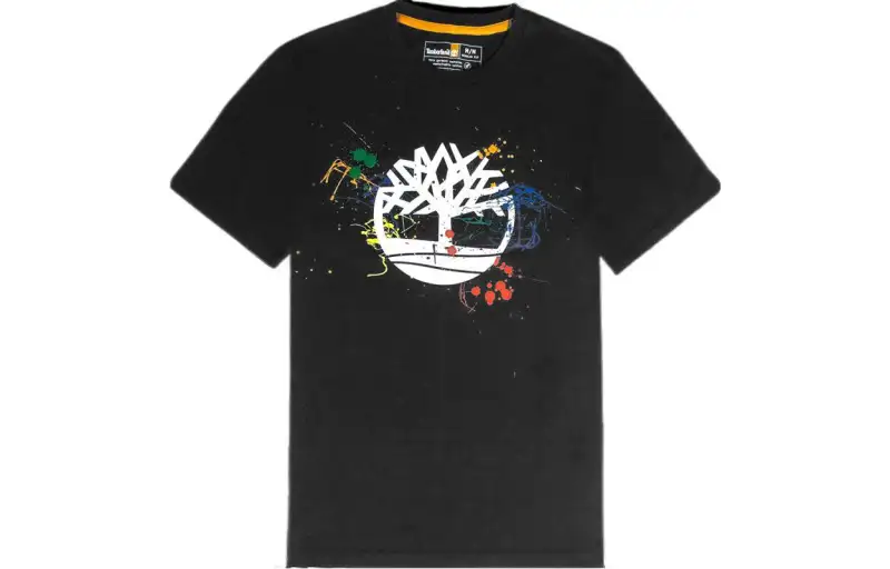 Timberland T Shirts Men's Black Crew Neck Moderate Straight Fit