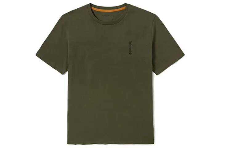Timberland T Shirts Men's Army Green Crew Neck Moderate Straight Fit