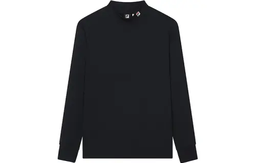 FILA Athletics T Shirts Men's Pitch Black Half Turtleneck Moderate Straight Fit