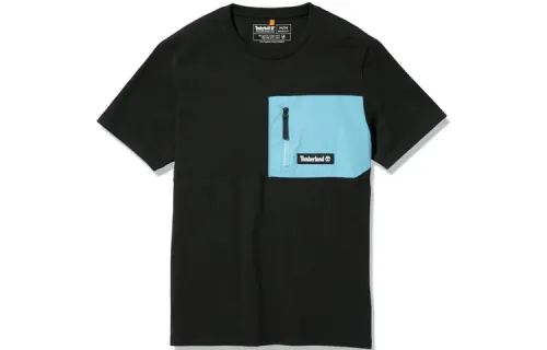 Timberland T Shirts Men's Black Crew Neck Moderate Straight Fit