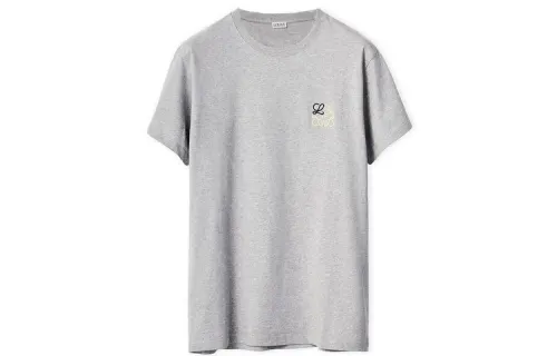 LOEWE T Shirts Men's Gray Crew Neck Moderate Straight Fit