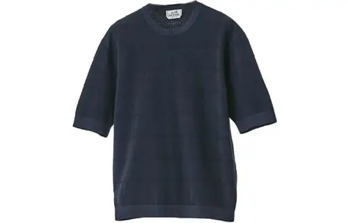 HERMES T Shirts Men's Blue Crew Neck Moderate Straight Fit