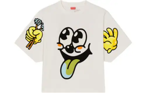 KENZO T Shirts Men's Ecru Crew Neck Moderate Straight Fit