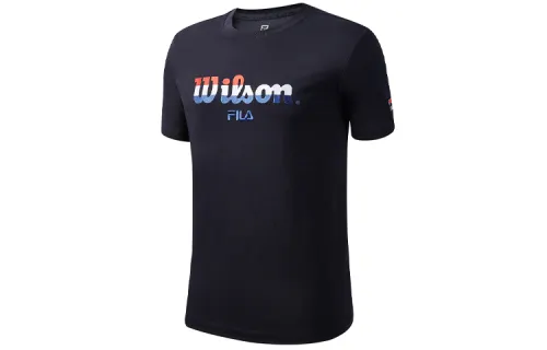 FILA X Wilson T Shirts Men's Royal Blue Crew Neck Moderate Straight Fit
