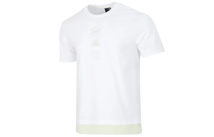 Adidas T-Shirts Men's White Crew Neck Moderate Mock Two-Piece