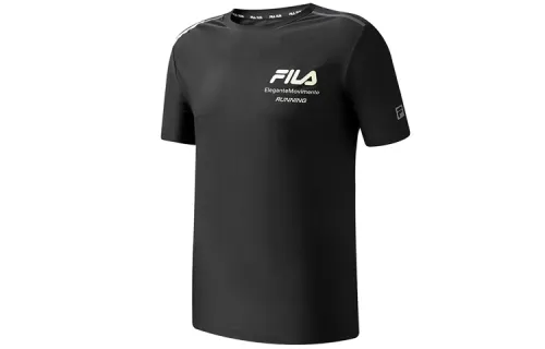 FILA T Shirts Men's Black Crew Neck Moderate Straight Fit