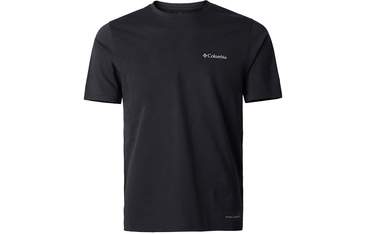Columbia Колумбия интерьер Впитывание воды воздухопроницаемый печать короткий рукав Футболка с защитой от солнца UPF50 мужской стиль черный