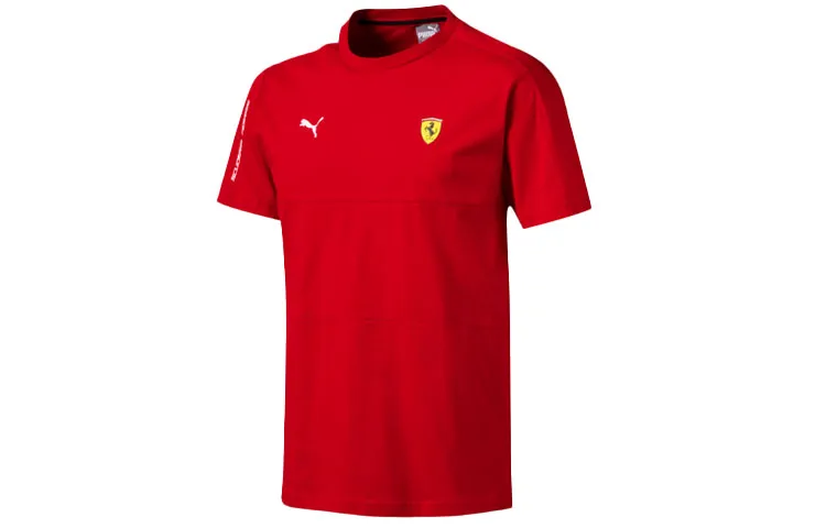 PUMA T-Shirts Men's Red Crew Neck Moderate Straight Fit