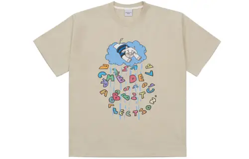 Acme de la vie/ADLV cartoon cow print straight T-shirt, same style for men and women, ivory