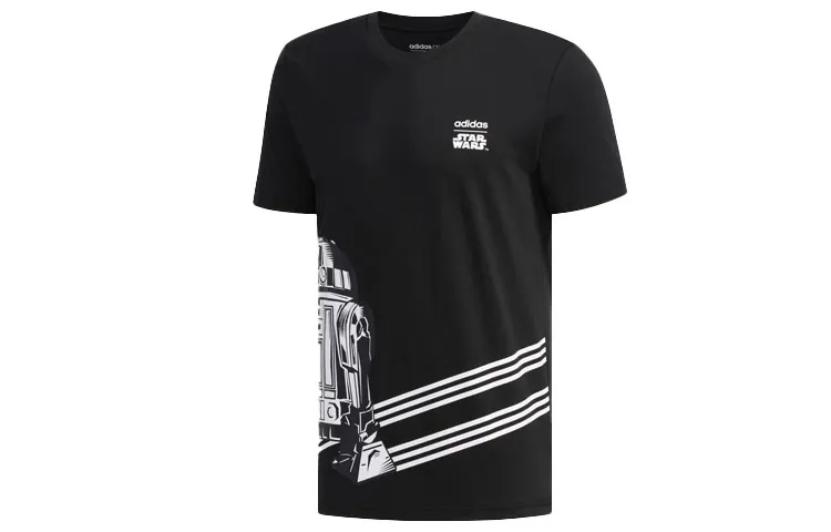 Adidas T-Shirts Men's Black Crew Neck Moderate Straight Fit