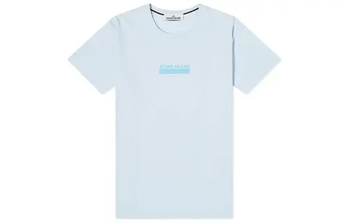 STONE ISLAND T Shirts Men's Sky Blue Crew Neck Moderate Straight Fit