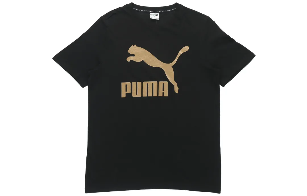 PUMA T Shirts Men's Black Crew Neck Moderate Straight Fit