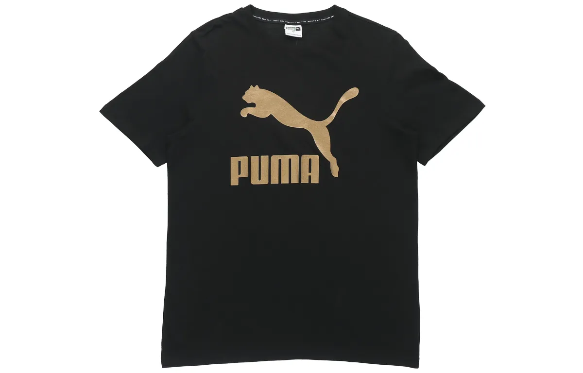 PUMA T-Shirts Men's Black Crew Neck Moderate Straight Fit