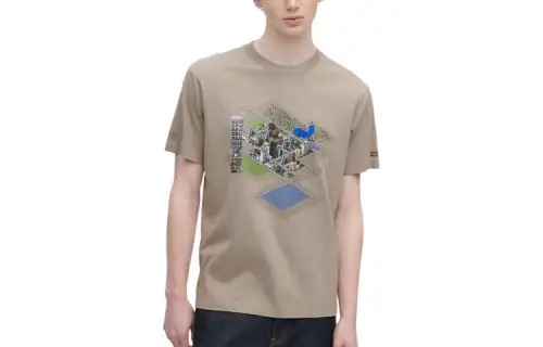 UNIQLO T Shirts Unisex Beige Crew Neck Moderate Straight Fit