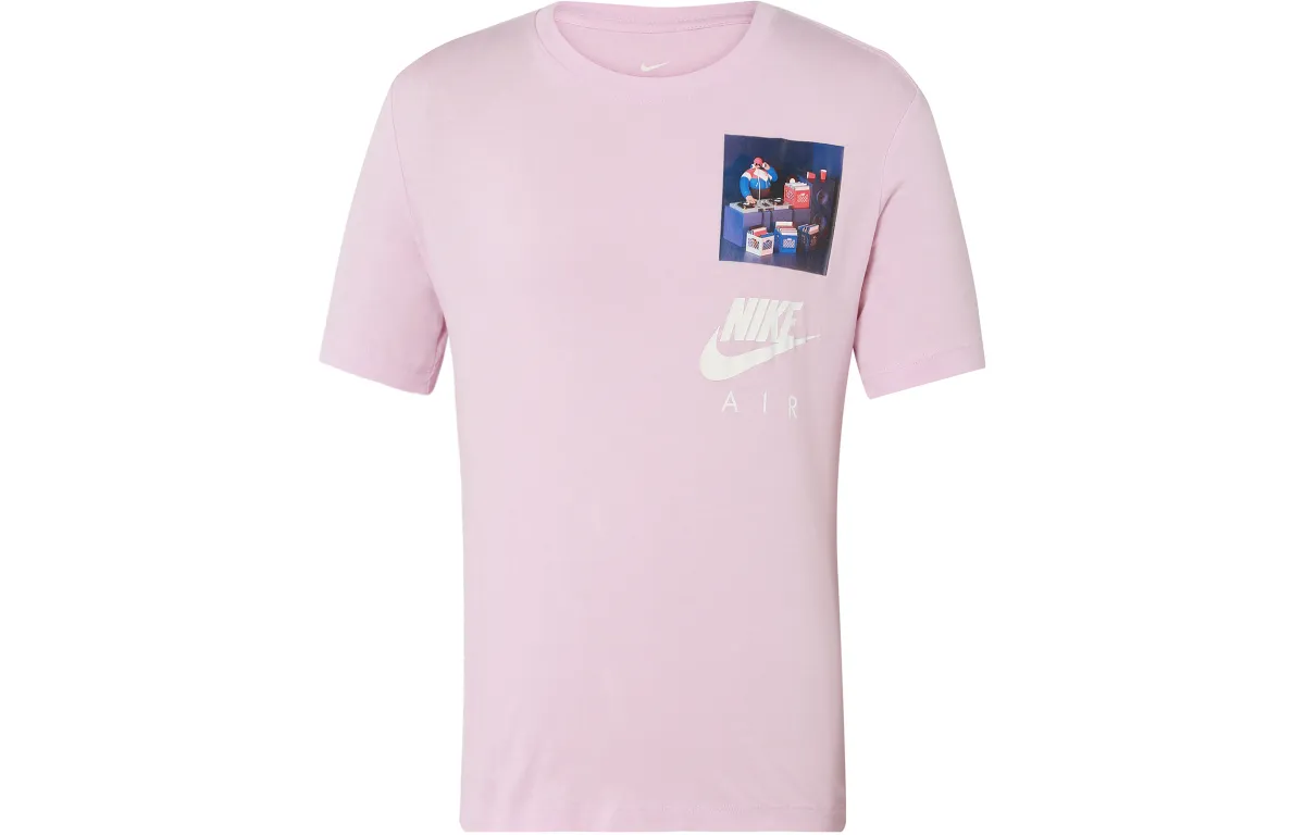 Nike T-Shirts Men's Pink Crew Neck Moderate