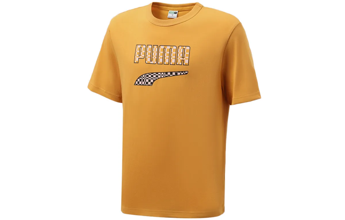 PUMA Downtown T-Shirts Men's Orange Crew Neck Moderate