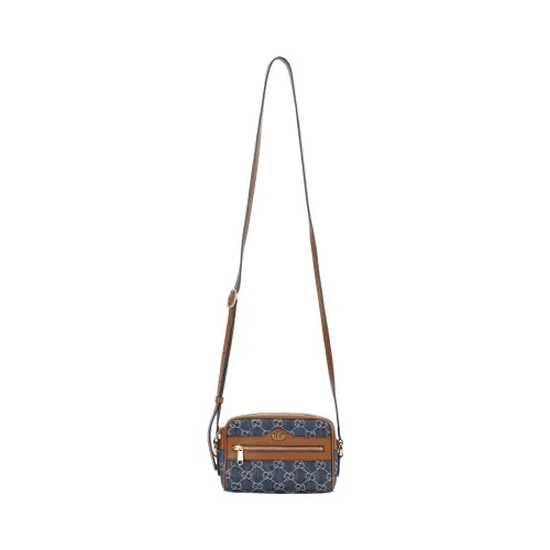 GUCCI Canvas Shoulder Bag, Crossbody Bag Women's Blue/Brown