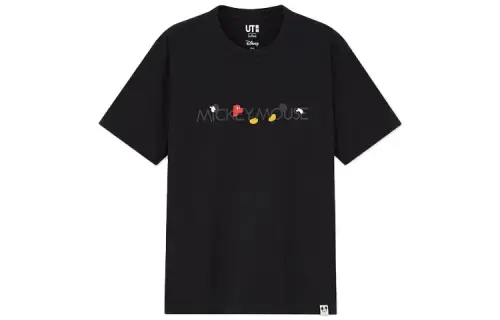 UNIQLO T Shirts Unisex Black Crew Neck Moderate Straight Fit
