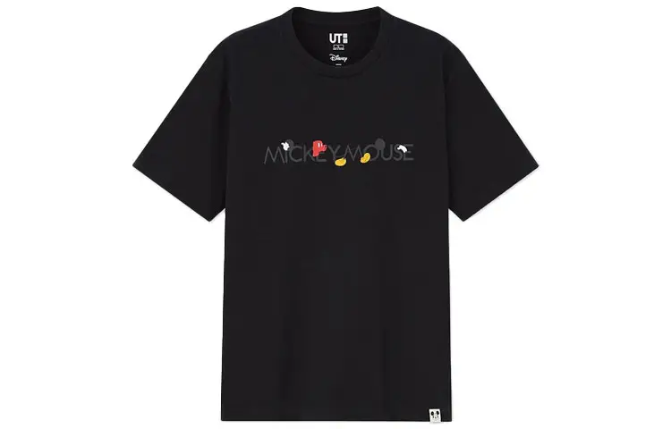 UNIQLO T Shirts Unisex Black Crew Neck Moderate Straight Fit