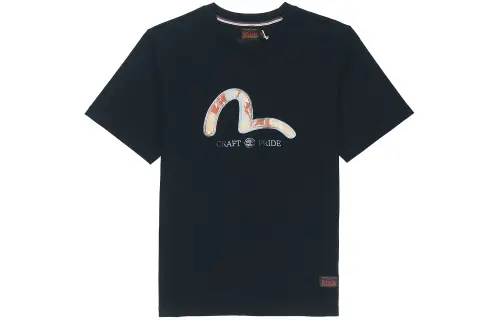 EVISU T Shirts Men's Black Crew Neck Moderate Straight Fit