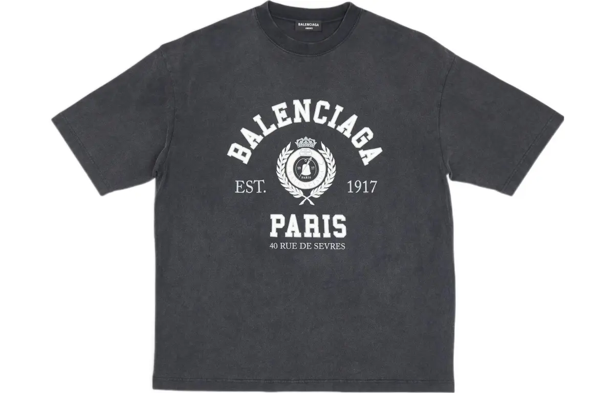 Balenciaga T-Shirts Unisex Gray Crew Neck Moderate